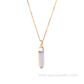 Natural Opal Hexagon 4 Faceted Cone Necklace Pendants with Gold Chain Design